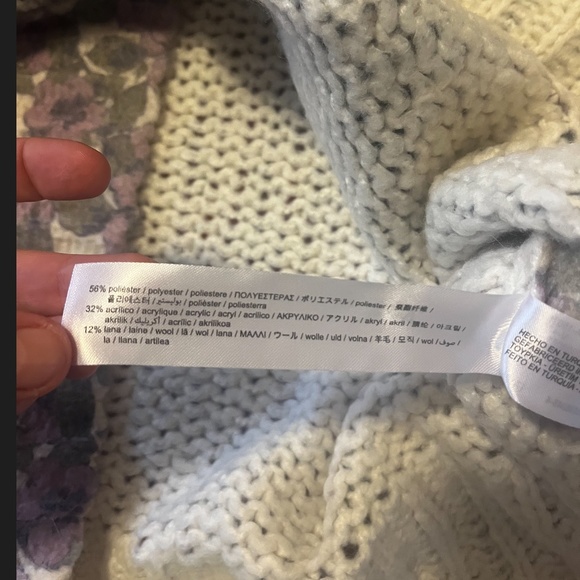 Zara oversized pastel floral wool blend jacquard knit sweater NWT - Picture 7 of 8